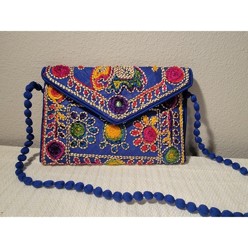 Beautifully Hand Crafted Exotic Indian‎ Elephant Envelope Fold Over Clutch Purse